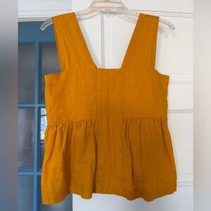 Amour Vert Golden Sleeveless Linen Tank Top